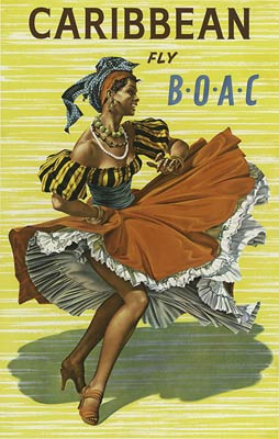 Carribbean vintage travel poster