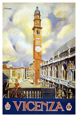 Vicenza italy, clock tower poster