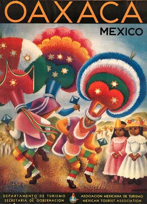 Oaxaca Mexico vintage tourism poster