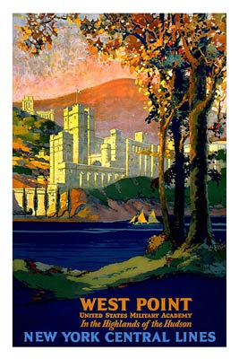West Point US Military academy vintage travel poster