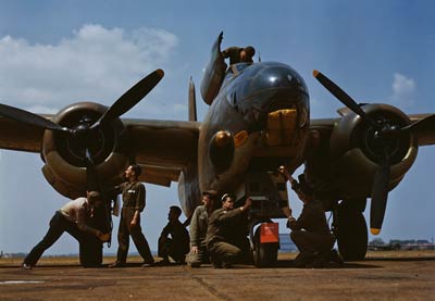 Servicing an A-20 bomber, Langley Field Virginia, 1942
