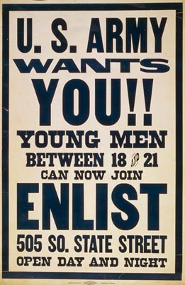 U.S. Army wants you!! World War One Poster