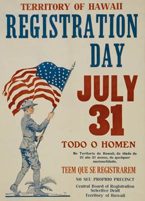 Territory of Hawaii registration day July 31 WWI Poster