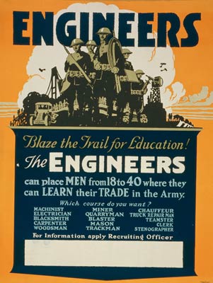 U.S. Army engineers recruiting poster World War One Poster