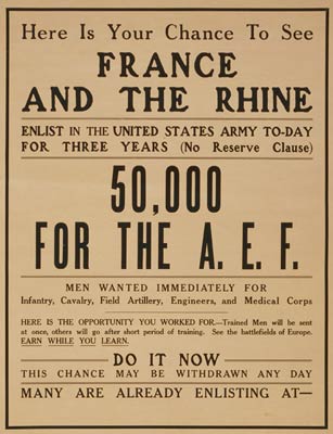 Your chance to see France and the Rhine WWI Poster