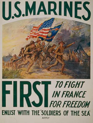 U.S. Marines - first to fight in France World War I Poster