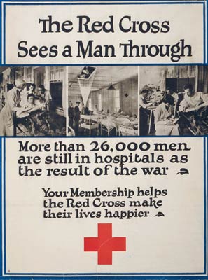 26,000 men are in hospitals as a result of the war WWI Poster