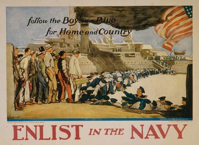 Enlist in the Navy follow the boys in blue for home and country