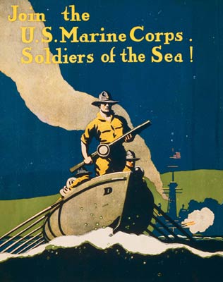 Join the U.S. Marine Corps Soldiers of the sea! WWI Poster