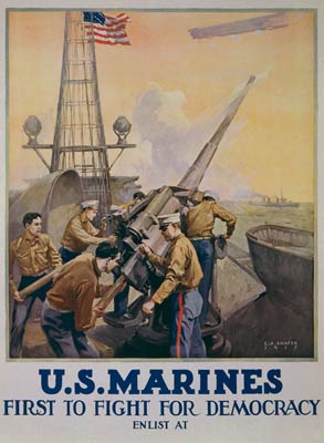 US Marines - first to fight for democracy WWI Poster