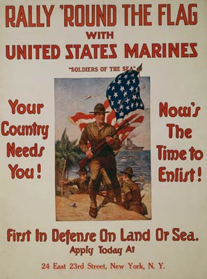Rally round the flag United States Marine WWI Poster