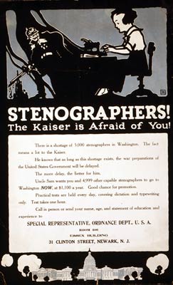 Stenographers - The Kaiser is afraid of you! World War I Poster