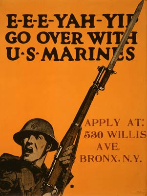 E-e-e-yah-yip Go over with U.S. Marines WWI Poster