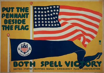 Put the pennant beside the flag - World War I Poster