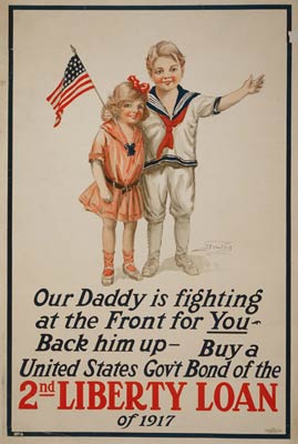 Our daddy is fighting at the front - World War I Poster