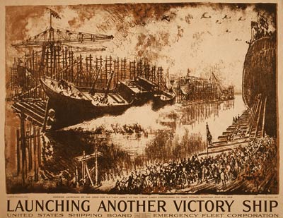 Launch of Lady Janet Victory Ship - World War I Poster