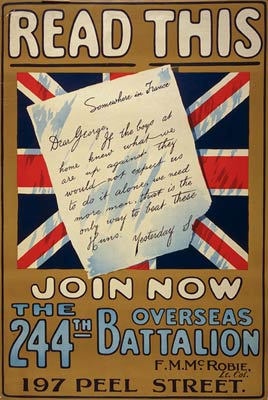 244th Overseas Battalion Canadian WWI Poster