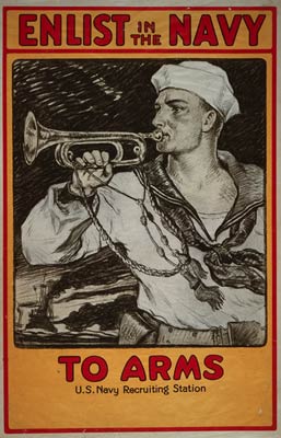 Sailor blowing a bugle - World War I Poster