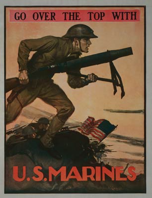 Go over the top with US Marines War Poster