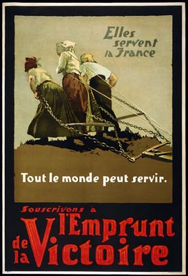 Canadian WWI Poster - three French women pulling a plow