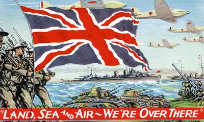 Land Sea and Air We're over there, Canadian wwii poster