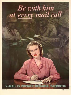 V-Mail is private, reliable, patriotic WWII Poster