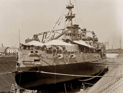 U.S.S. Oregon Battleship, docked Brooklyn Navy Yard 1898