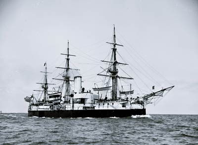 Aquidaban ship, Brazilian navy. Columbian Naval Review 1893
