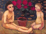 Two sitting nudes of children Paula Becker Modersohn