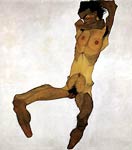 Sitting, nude male Egon Schiele