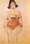Pregnant Nude with red belly Egon Schiele