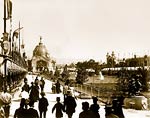 People strolling along parterre, with the Central Dome, Paris Ex