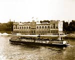 Pavilion of Spain, with tourist boat on the River Seine, Paris E