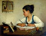 A Girl Writing; The Pet Goldfinch