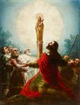 El apostol Santiago y sus discipulos adorando a la Virgen del Pi