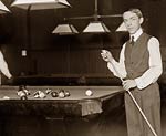 Jerome Keogh pool player chalking cue