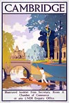 Cambridge England, Vintage Travel Poster.