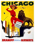 Chicago Braniff Airways Vintage Tourist Poster
