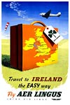 Fly Aer Lingus, Travel to Ireland, Travel Poster