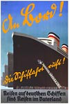 Hamburg America Ocean Liner vintage travel poster
