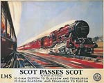 LMS fast Scottish steam train poster
