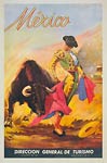 Mexico, Matador and Bull vintage tourist poster
