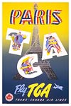 Paris - fly tca vintage travel poster
