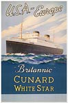 Britannic Cunard White Star, USA - Europe Travel poster