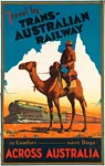 Travel by trans-Australian railway vintage poster