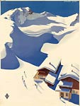 Snow mountains vintage Austria poster