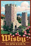 Wisby Sweden vintage travel poster