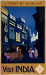 Visit India, a street by moonlight travel poster