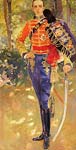 Retrato del rey don alfonso xiii con el uniforme de husares