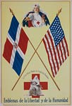 Red Cross nurses - flags of the Dominican Republic / United Stat